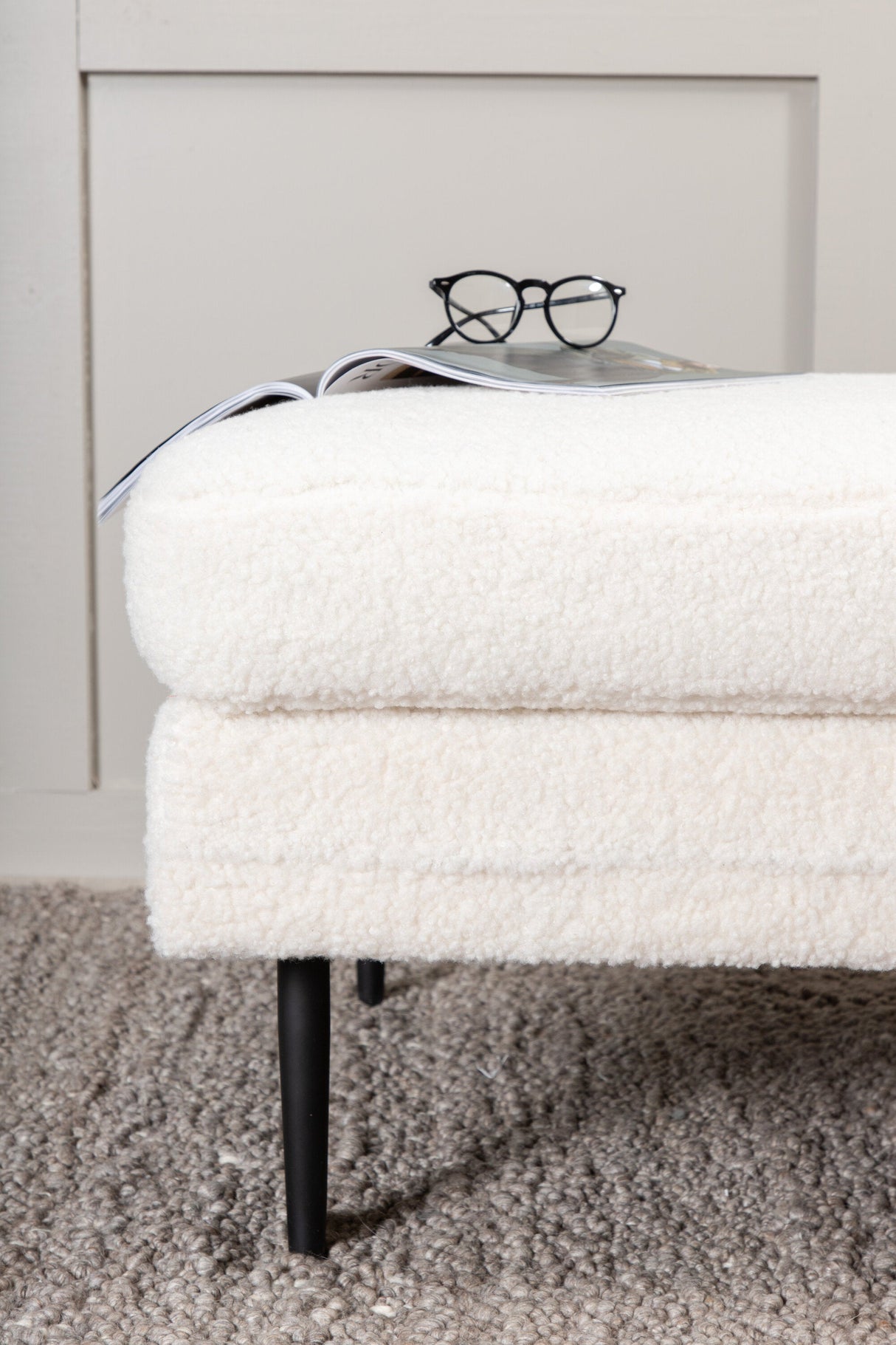 Boom Ottoman - weiß/Polyester - Teddy - Ottomane / Poufs - ALVAHOME