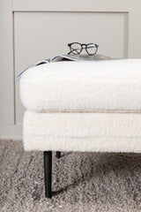 Boom Ottoman - weiß/Polyester - Teddy - Ottomane / Poufs - ALVAHOME