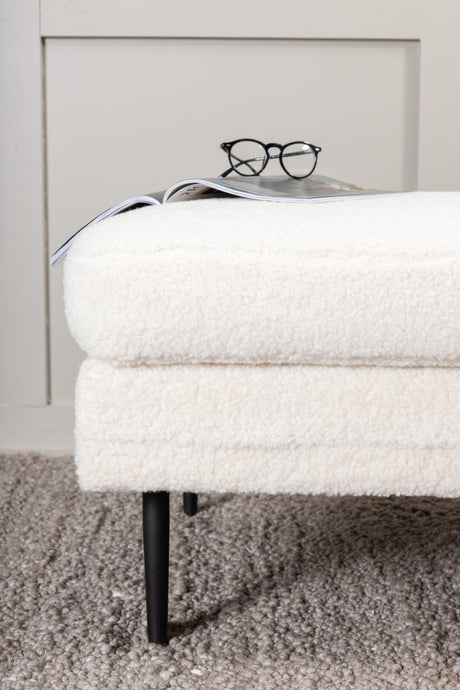 Boom Ottoman - weiß/Polyester - Teddy - Ottomane / Poufs - ALVAHOME