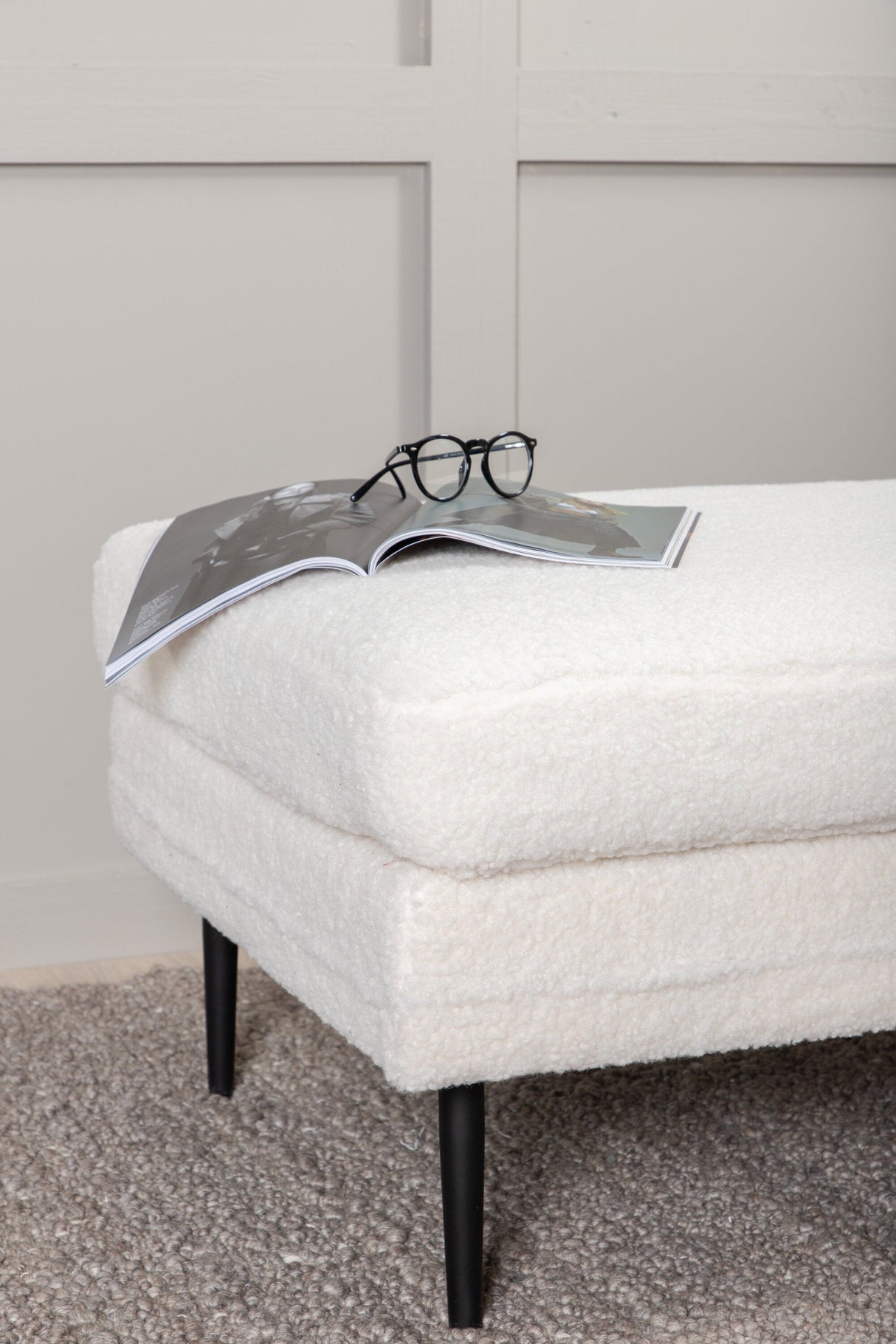 Boom Ottoman - weiß/Polyester - Teddy - Ottomane / Poufs - ALVAHOME