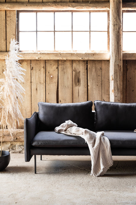 Brunskär 3 - Sitzer Sofa - schwarz/Polyester - 3 - Sitzer Sofas - ALVAHOME