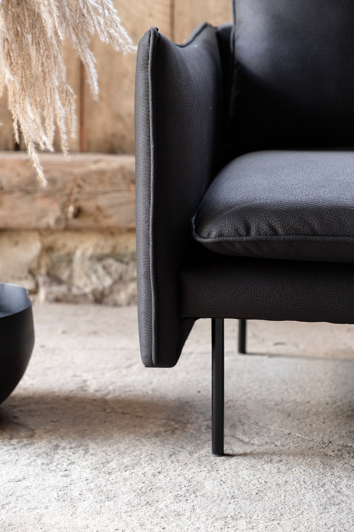 Brunskär 3 - Sitzer Sofa - schwarz/Polyester - 3 - Sitzer Sofas - ALVAHOME