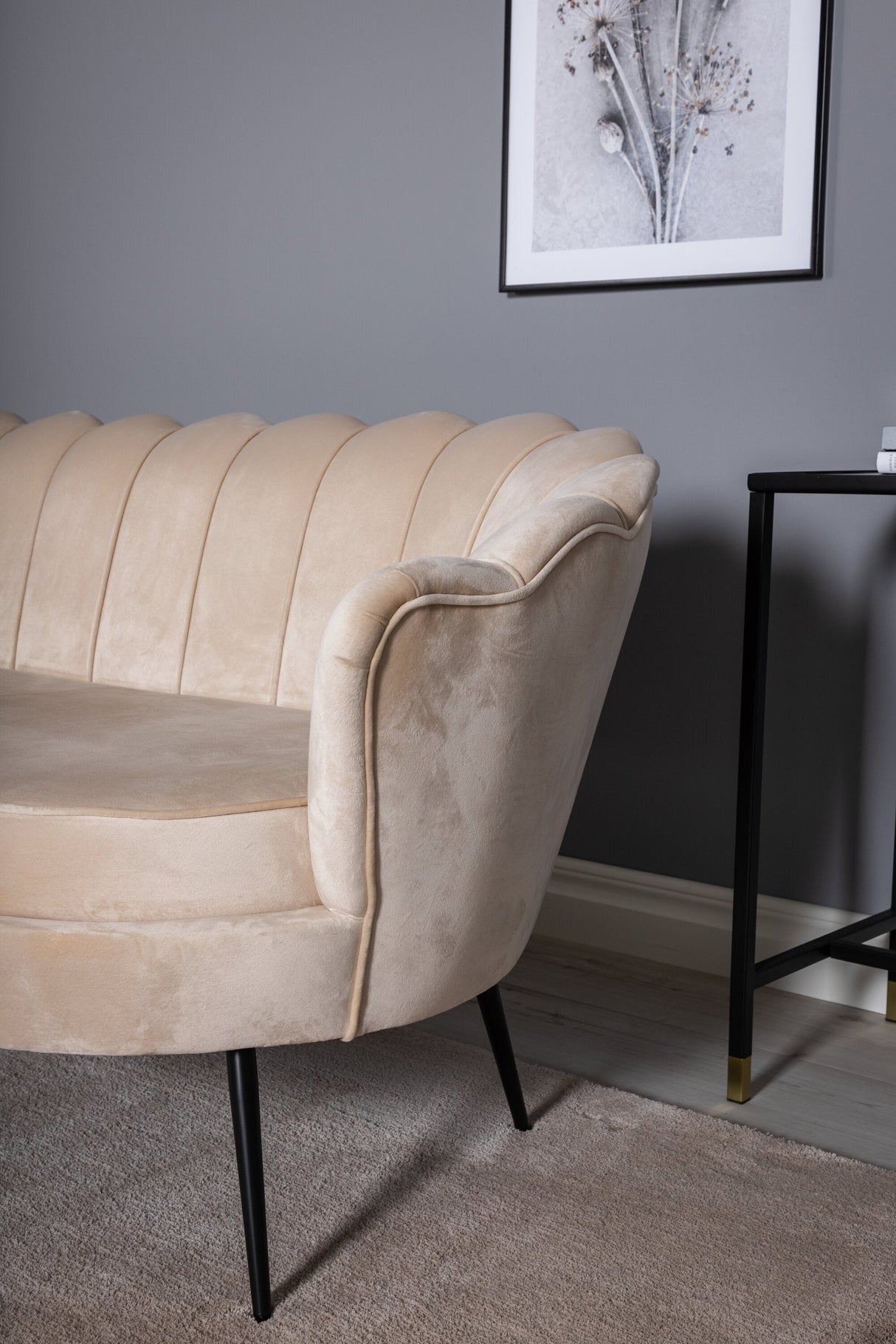Calais 3 - Sitzer Sofa - beige/Polyester - Samt - 3 - Sitzer Sofas - ALVAHOME