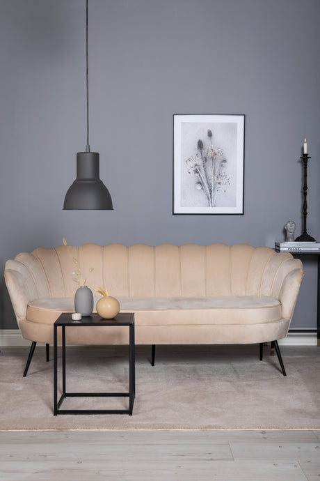Calais 3 - Sitzer Sofa - beige/Polyester - Samt - 3 - Sitzer Sofas - ALVAHOME