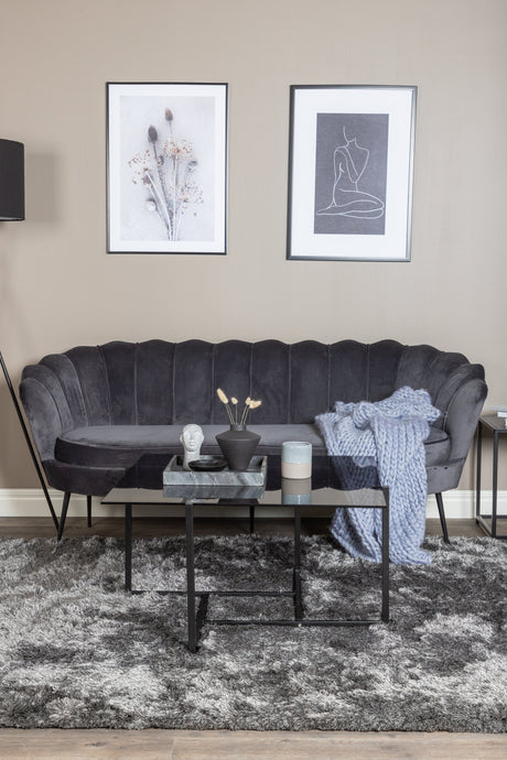 Calais 3 - Sitzer Sofa - dunkelgrau/Polyester - Samt - 3 - Sitzer Sofas - ALVAHOME