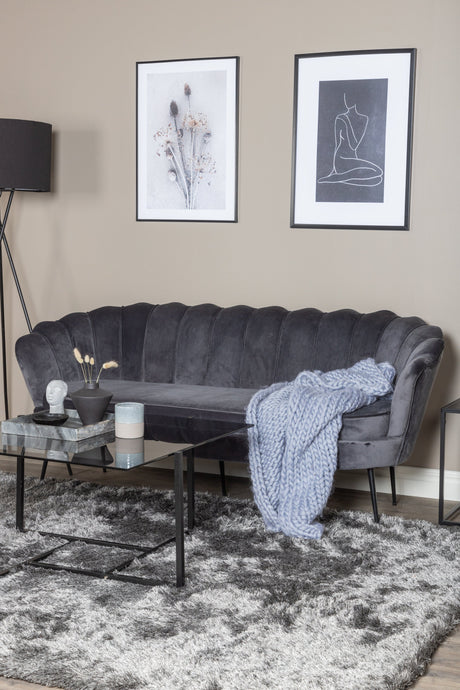 Calais 3 - Sitzer Sofa - dunkelgrau/Polyester - Samt - 3 - Sitzer Sofas - ALVAHOME