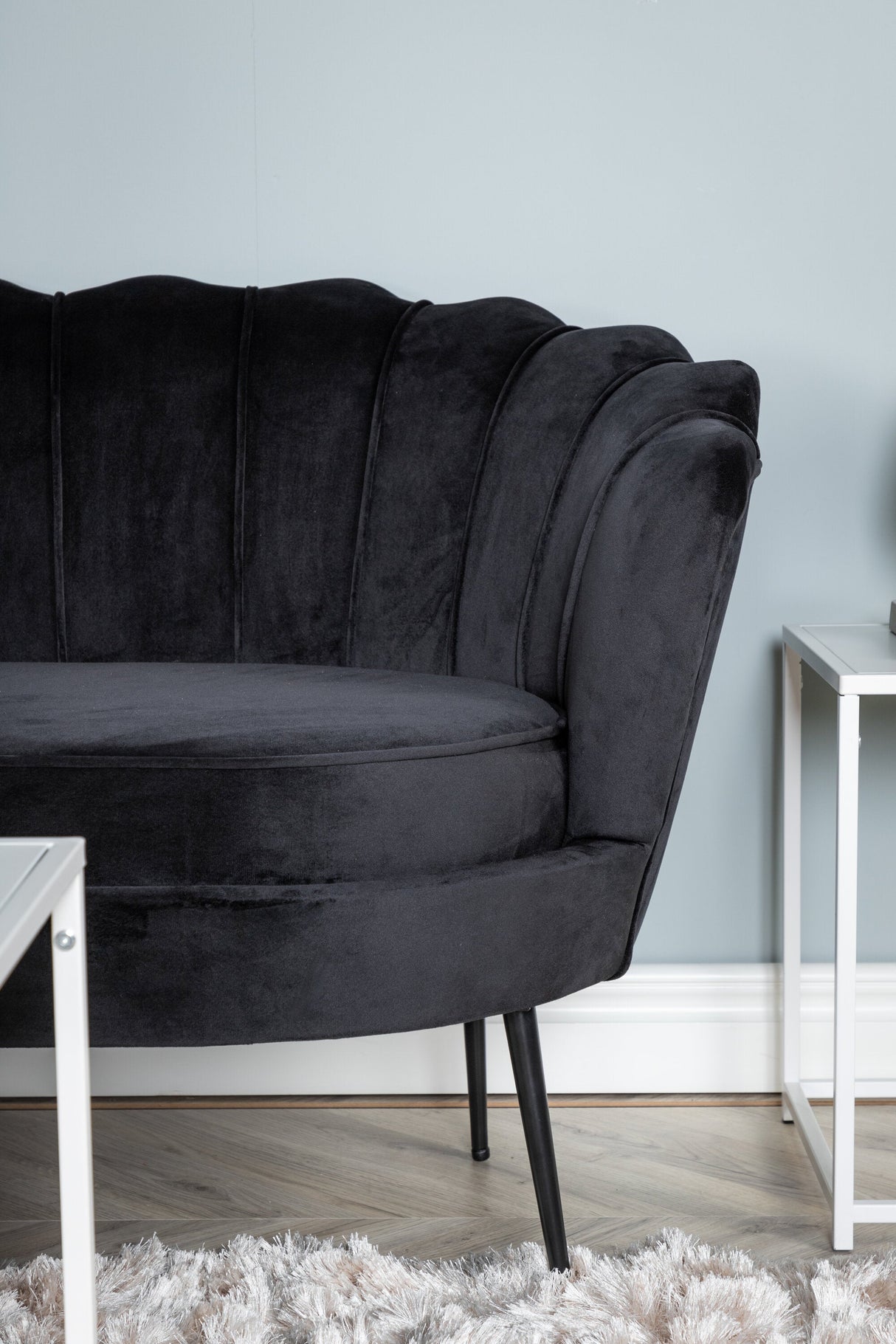 Calais 3 - Sitzer Sofa - schwarz/Polyester - Samt - 3 - Sitzer Sofas - ALVAHOME