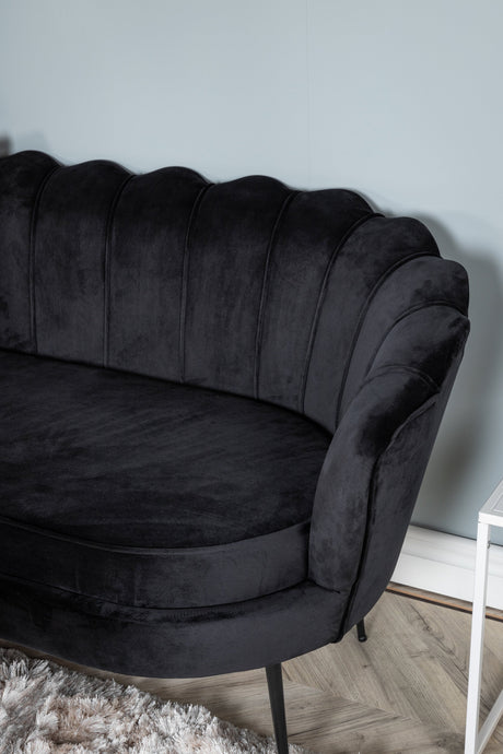 Calais 3 - Sitzer Sofa - schwarz/Polyester - Samt - 3 - Sitzer Sofas - ALVAHOME