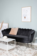 Calais 3 - Sitzer Sofa - schwarz/Polyester - Samt - 3 - Sitzer Sofas - ALVAHOME