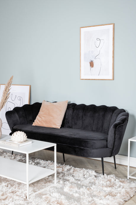 Calais 3 - Sitzer Sofa - schwarz/Polyester - Samt - 3 - Sitzer Sofas - ALVAHOME