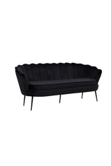 Calais 3 - Sitzer Sofa - schwarz/Polyester - Samt - 3 - Sitzer Sofas - ALVAHOME