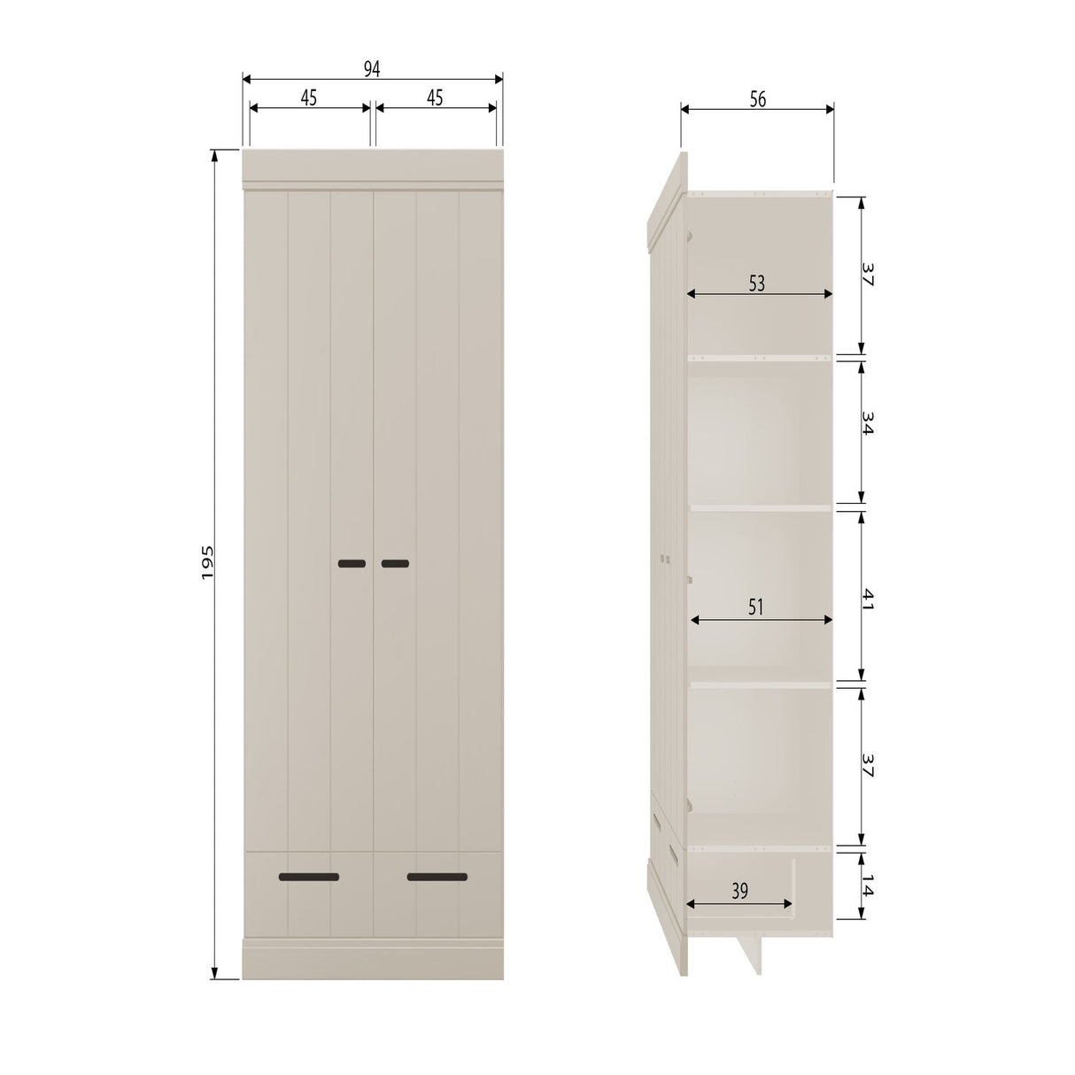 Connect 2 - türiger Kleiderschrank - staub/Kiefer [fsc] - Kleiderschränke - ALVAHOME