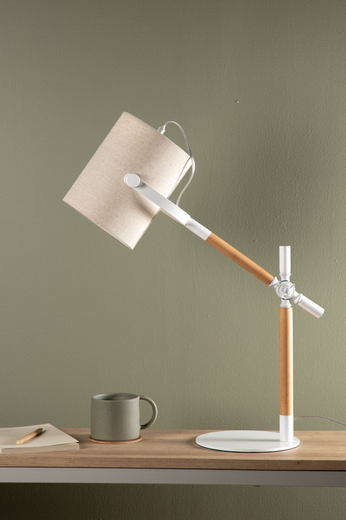 Dennis Tischlampe - natur/Polyester - Leinen - Tischlampen - ALVAHOME