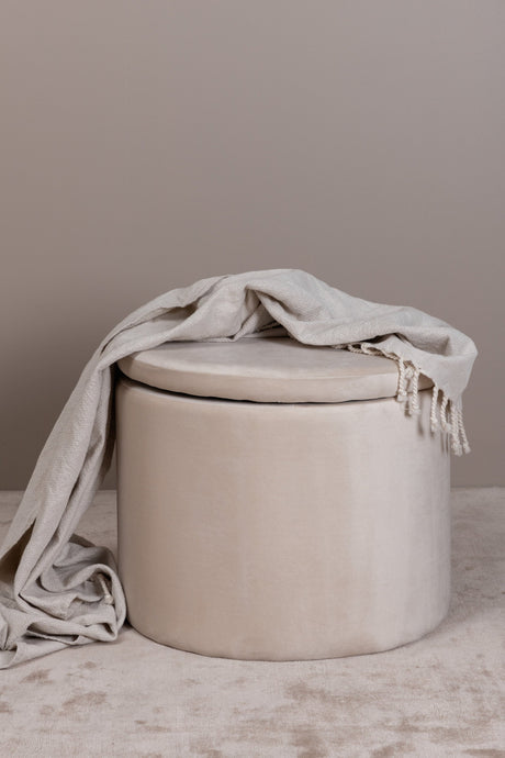 Dunken Pouf - beige/Polyester - Samt - Ottomane / Poufs - ALVAHOME