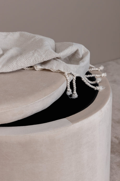 Dunken Pouf - beige/Polyester - Samt - Ottomane / Poufs - ALVAHOME