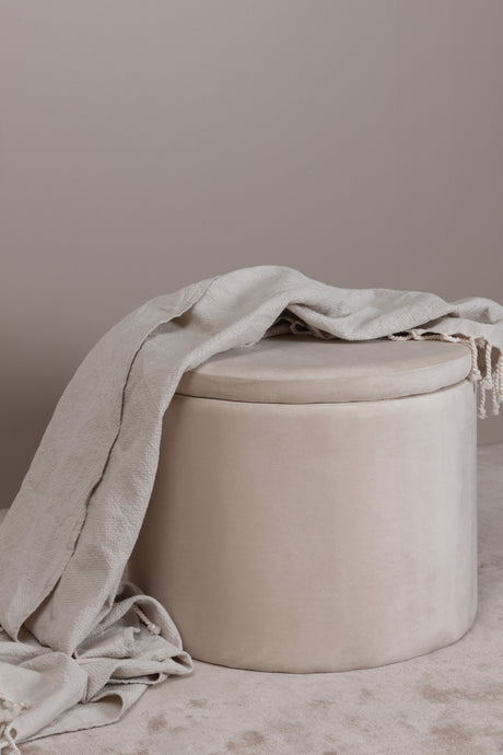 Dunken Pouf - beige/Polyester - Samt - Ottomane / Poufs - ALVAHOME