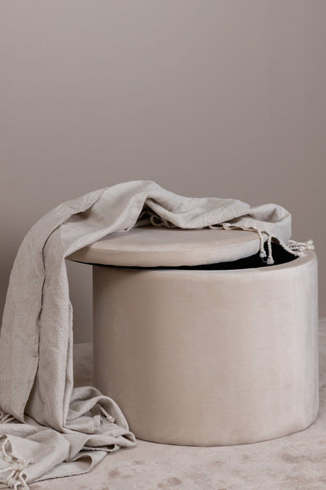 Dunken Pouf - beige/Polyester - Samt - Ottomane / Poufs - ALVAHOME