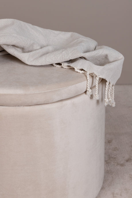 Dunken Pouf - beige/Polyester - Samt - Ottomane / Poufs - ALVAHOME