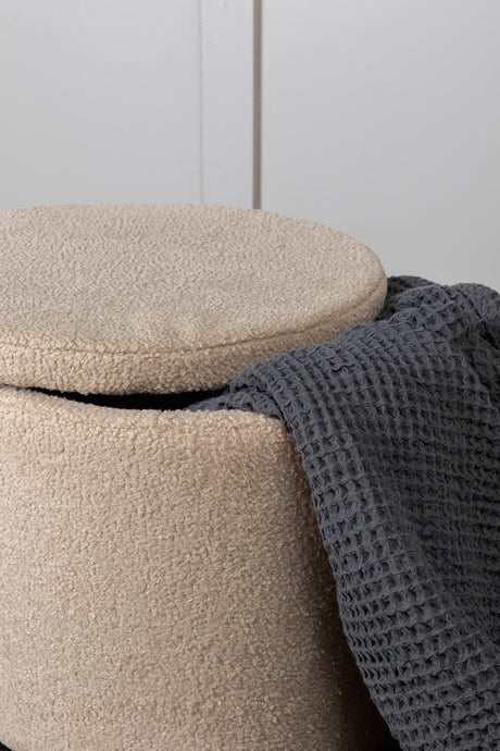 Dunken Pouf - beige/Polyester - Teddy - Ottomane / Poufs - ALVAHOME