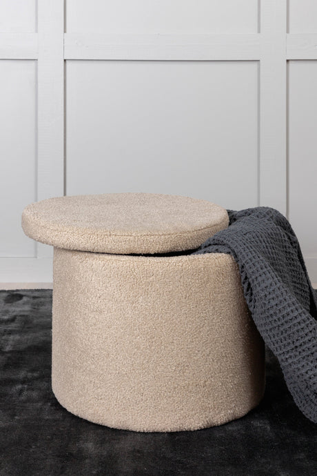 Dunken Pouf - beige/Polyester - Teddy - Ottomane / Poufs - ALVAHOME