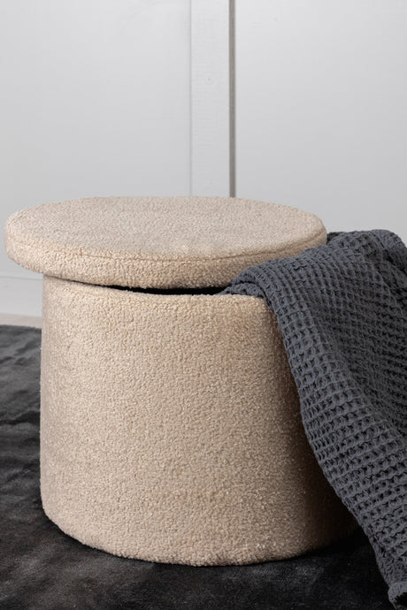 Dunken Pouf - beige/Polyester - Teddy - Ottomane / Poufs - ALVAHOME