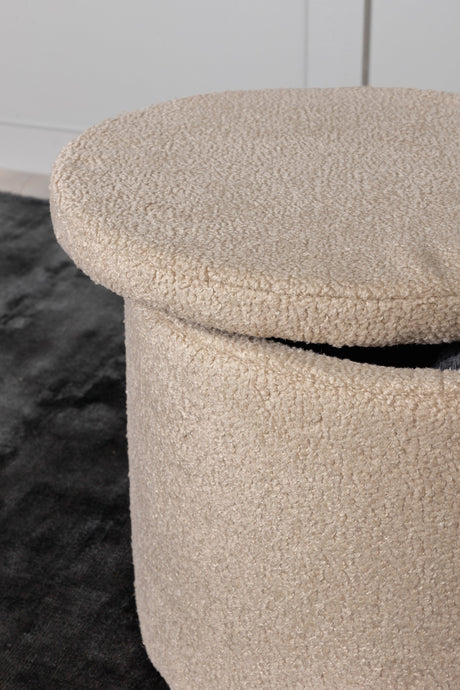 Dunken Pouf - beige/Polyester - Teddy - Ottomane / Poufs - ALVAHOME