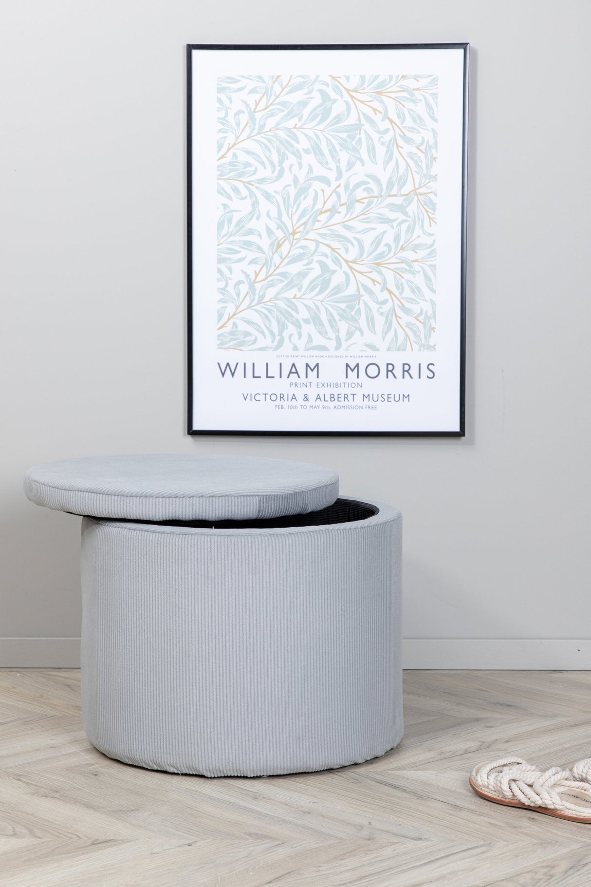 Dunken Pouf - grau/Polyester - Kord - Ottomane / Poufs - ALVAHOME