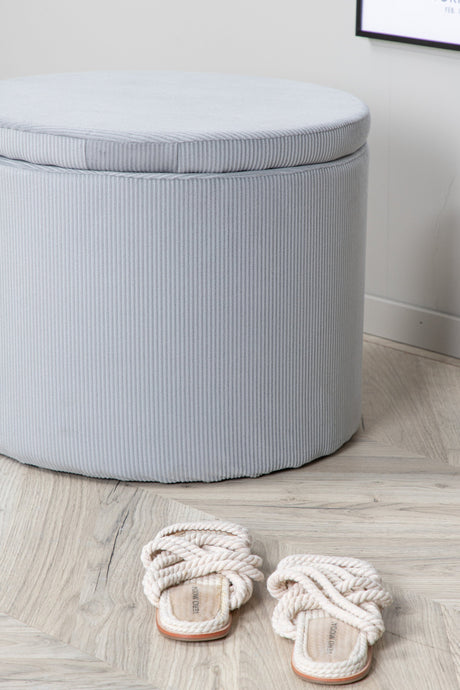 Dunken Pouf - grau/Polyester - Kord - Ottomane / Poufs - ALVAHOME