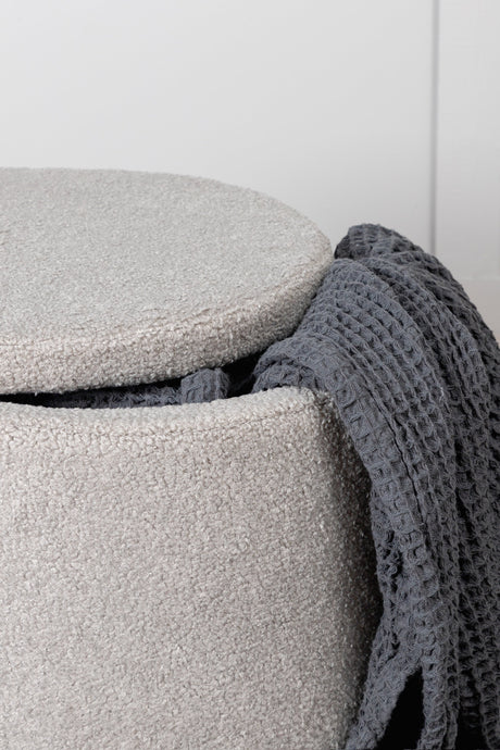 Dunken Pouf - greige/Polyester - Teddy - Ottomane / Poufs - ALVAHOME