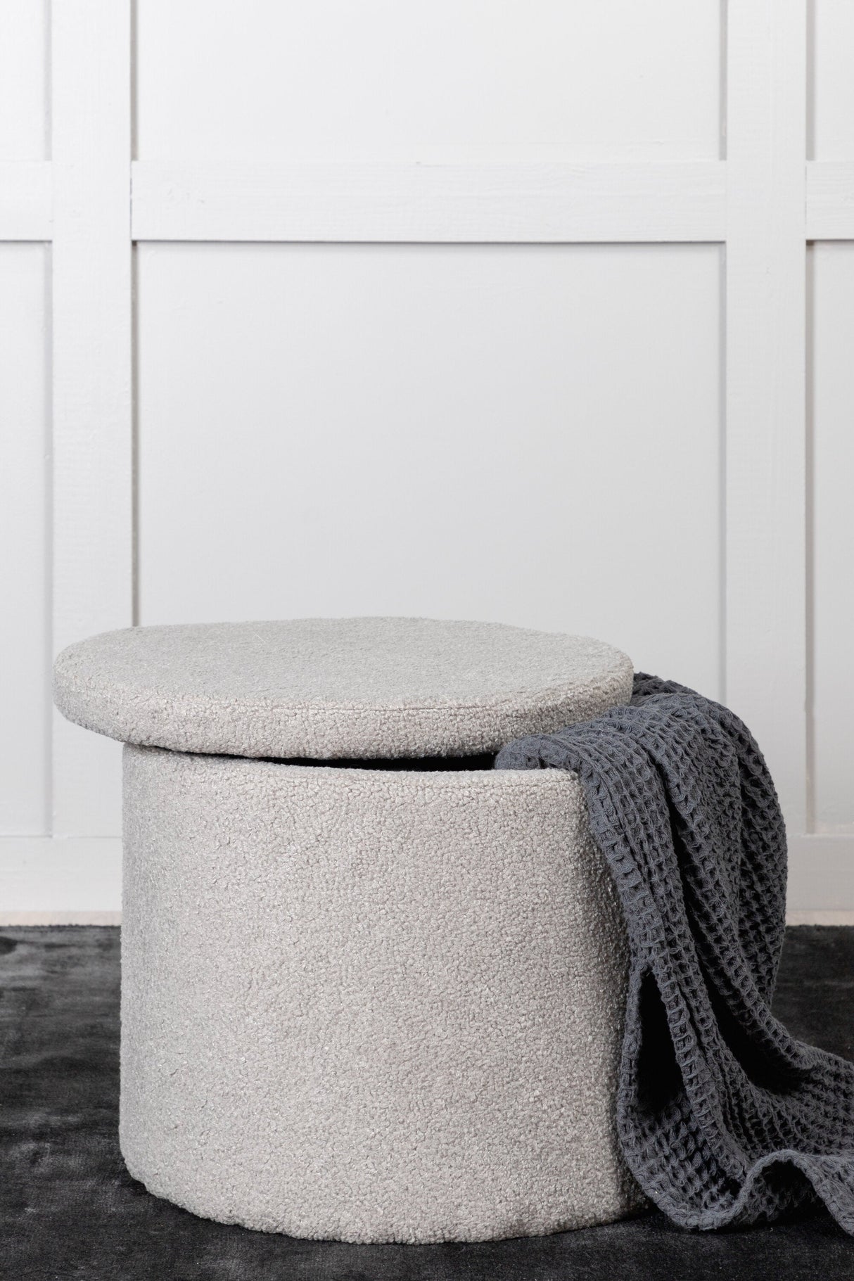 Dunken Pouf - greige/Polyester - Teddy - Ottomane / Poufs - ALVAHOME