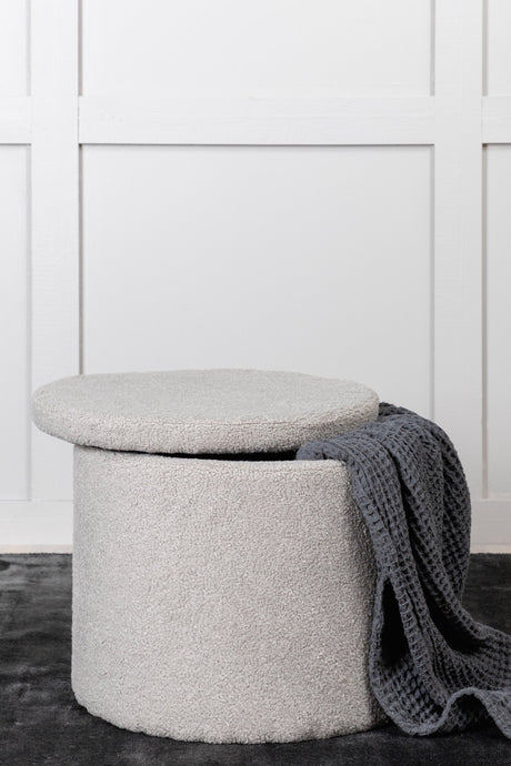 Dunken Pouf - greige/Polyester - Teddy - Ottomane / Poufs - ALVAHOME