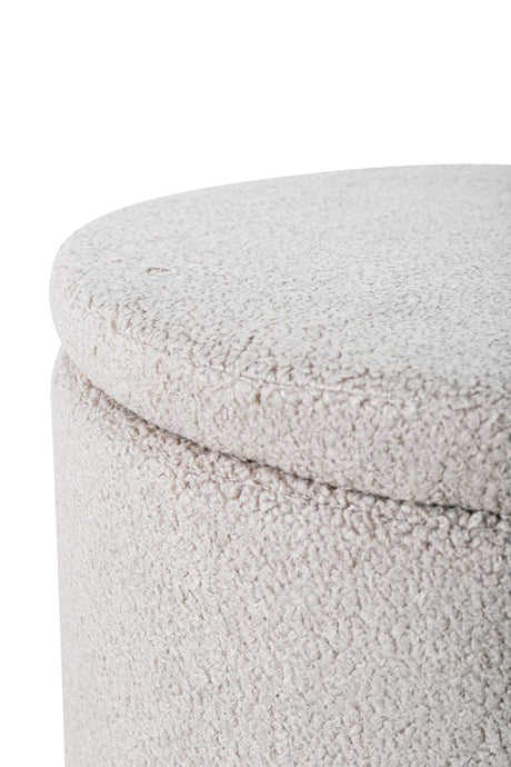 Dunken Pouf - greige/Polyester - Teddy - Ottomane / Poufs - ALVAHOME