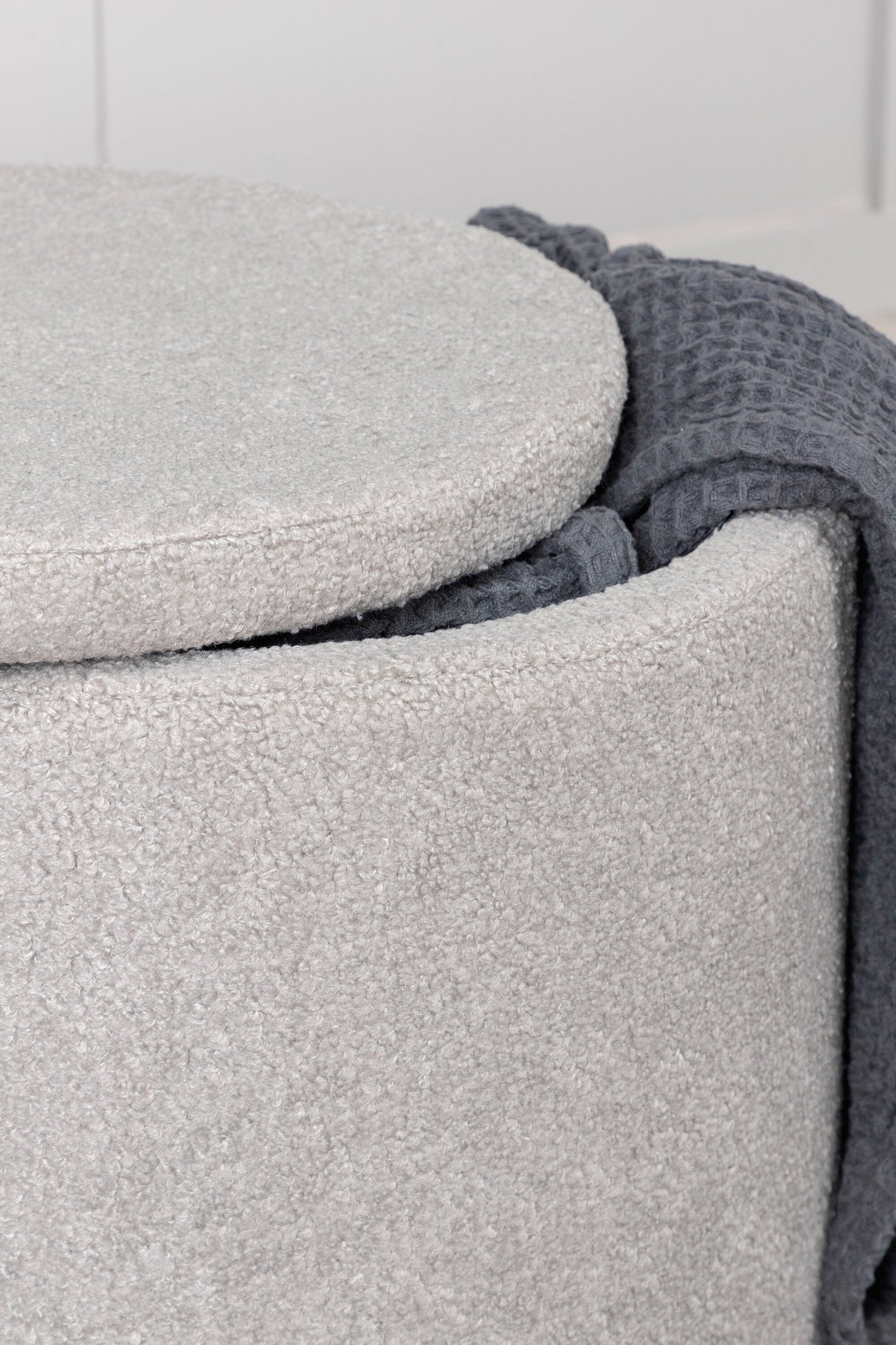 Dunken Pouf - greige/Polyester - Teddy - Ottomane / Poufs - ALVAHOME