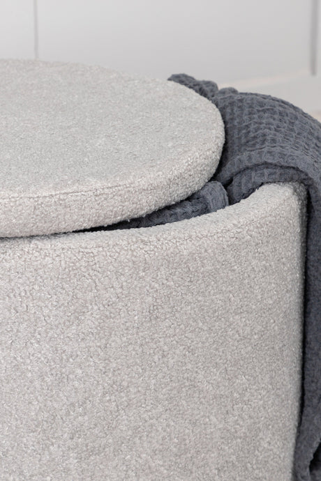 Dunken Pouf - greige/Polyester - Teddy - Ottomane / Poufs - ALVAHOME