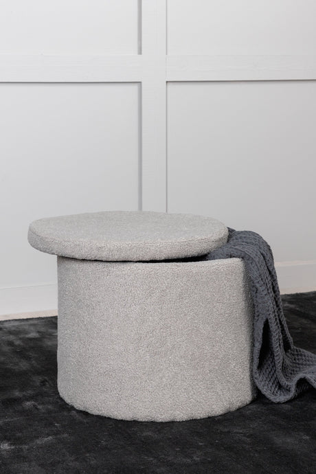 Dunken Pouf - greige/Polyester - Teddy - Ottomane / Poufs - ALVAHOME