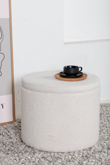 Dunken Pouf - weiß/Polyester - Teddy - Ottomane / Poufs - ALVAHOME