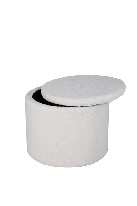 Dunken Pouf - weiß/Polyester - Teddy - Ottomane / Poufs - ALVAHOME