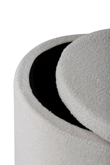 Dunken Pouf - weiß/Polyester - Teddy - Ottomane / Poufs - ALVAHOME