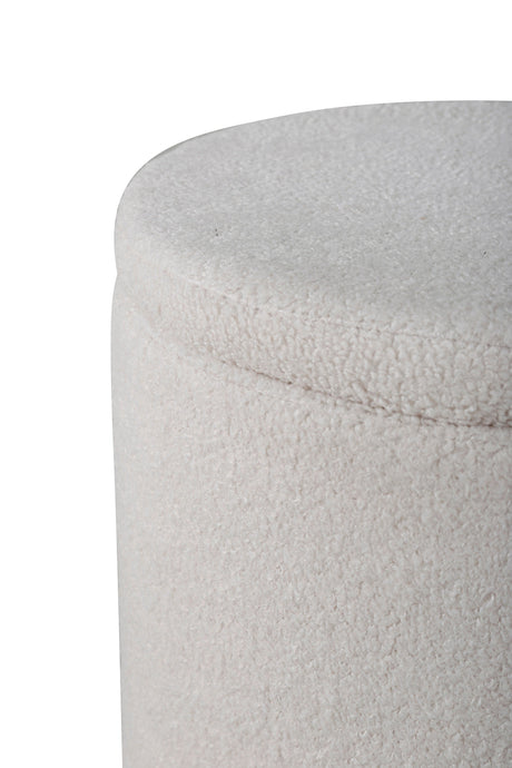 Dunken Pouf - weiß/Polyester - Teddy - Ottomane / Poufs - ALVAHOME