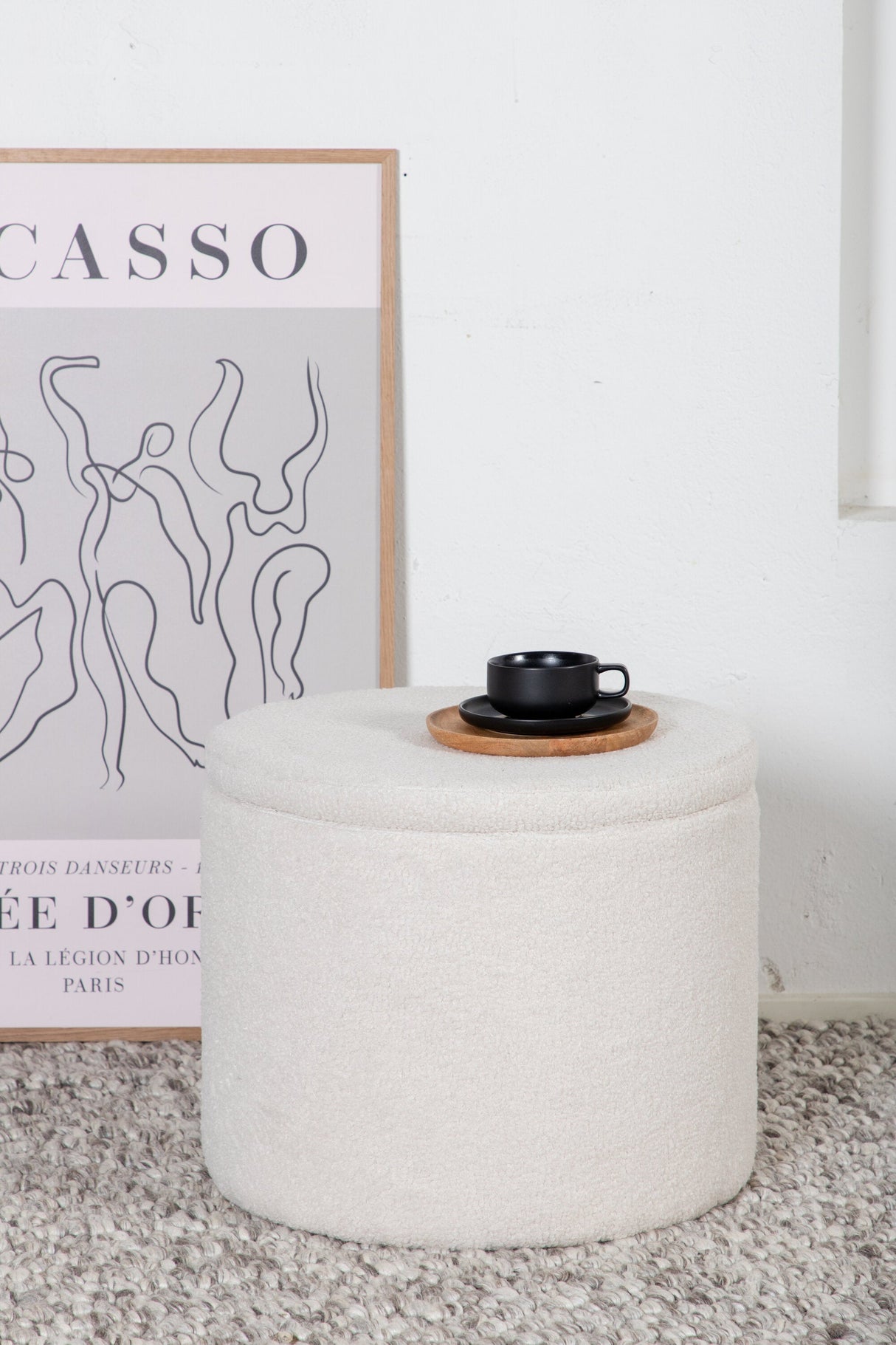 Dunken Pouf - weiß/Polyester - Teddy - Ottomane / Poufs - ALVAHOME