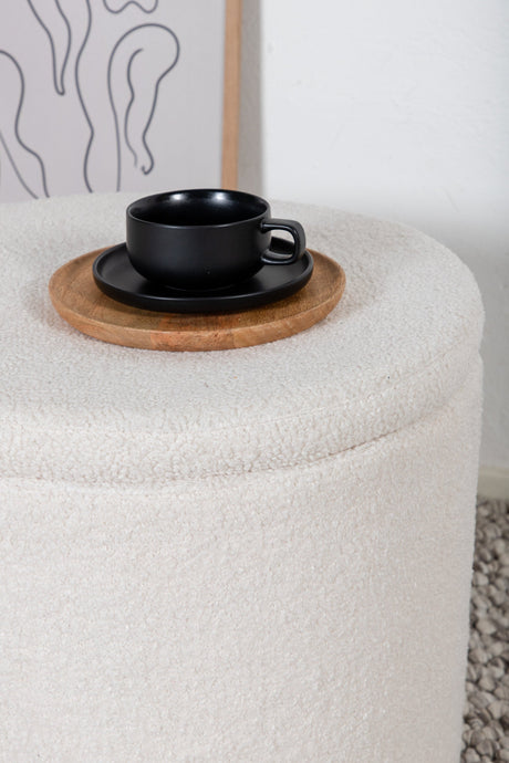 Dunken Pouf - weiß/Polyester - Teddy - Ottomane / Poufs - ALVAHOME