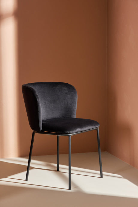 Edina Esszimmerstuhl - schwarz/Polyester - Samt - Essstühle - ALVAHOME