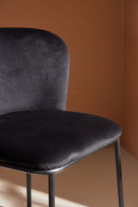 Edina Esszimmerstuhl - schwarz/Polyester - Samt - Essstühle - ALVAHOME