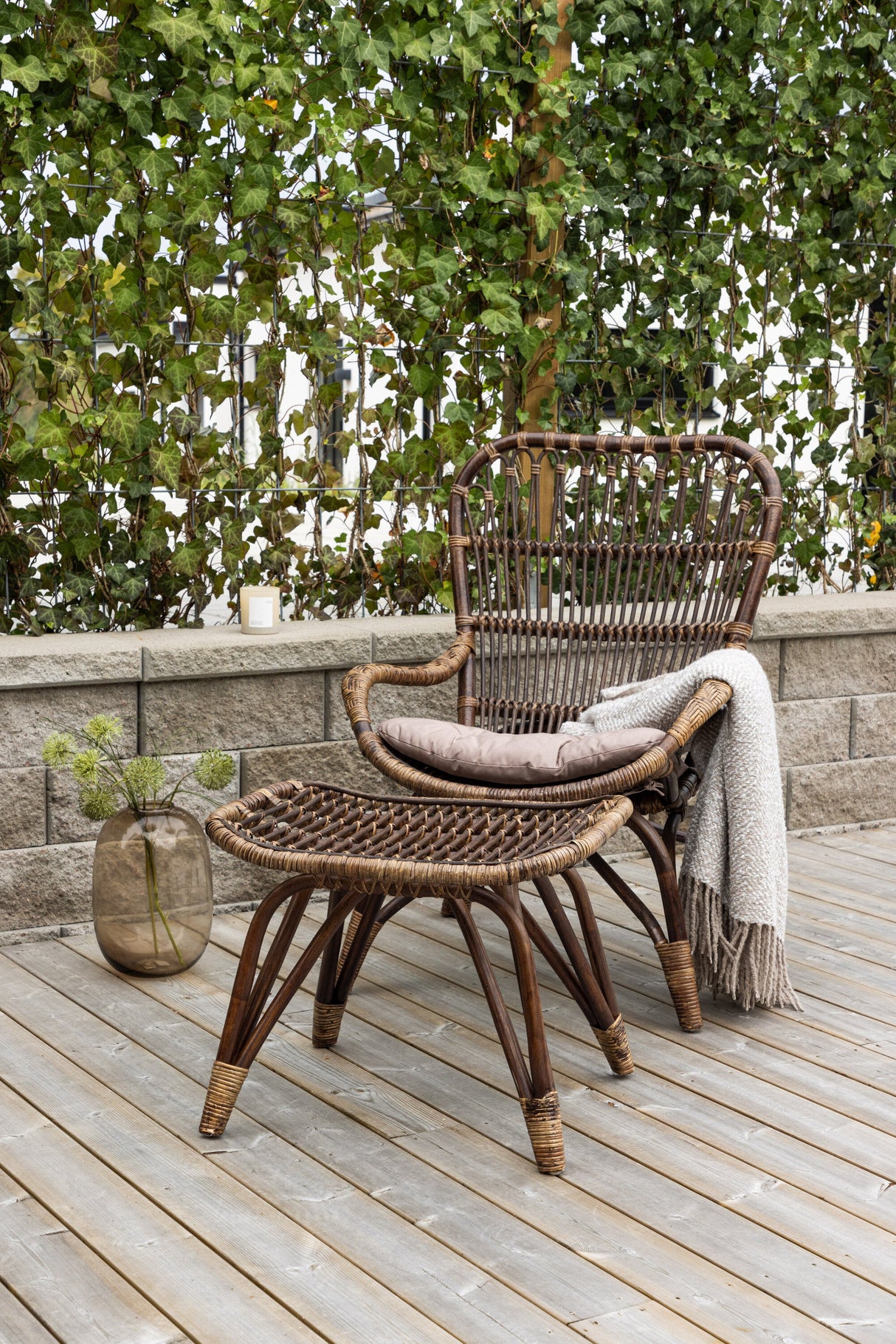 Ella Outdoor Lounge - Stuhl - walnuss dunkel/Rattan - Accent Chair - ALVAHOME