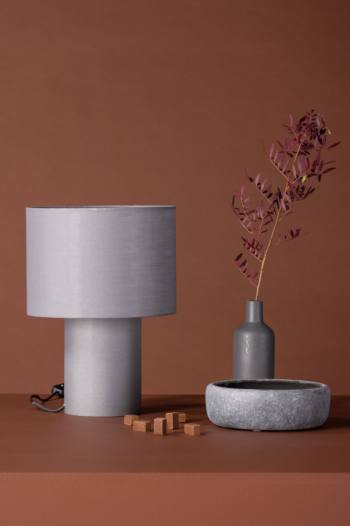 Etenio Tischlampe - dunkelgrau/Polyester - Leinen - Tischlampen - ALVAHOME
