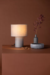 Etenio Tischlampe - dunkelgrau/Polyester - Leinen - Tischlampen - ALVAHOME