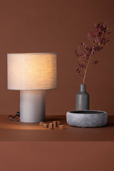 Etenio Tischlampe - dunkelgrau/Polyester - Leinen - Tischlampen - ALVAHOME