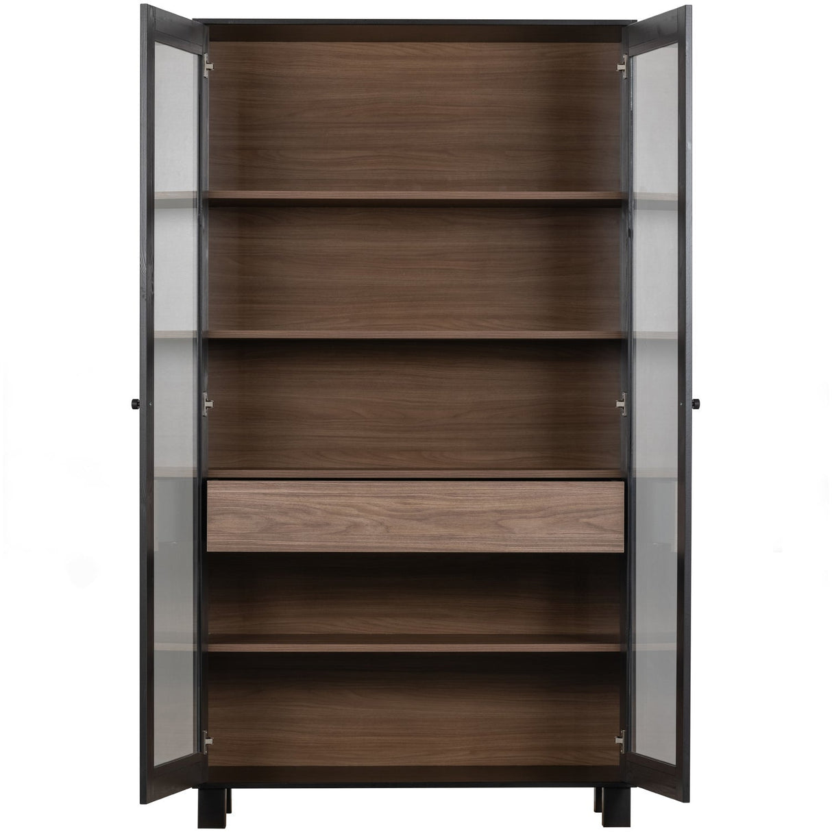 Goos Vitrinenschrank - schwarz/walnuss/Kiefer [fsc] - Vitrinenschränke - ALVAHOME