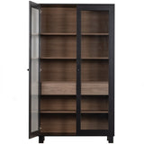 Goos Vitrinenschrank - schwarz/walnuss/Kiefer [fsc] - Vitrinenschränke - ALVAHOME