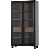 Goos Vitrinenschrank - schwarz/walnuss/Kiefer [fsc] - Vitrinenschränke - ALVAHOME